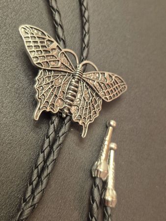 30) Bolo-Tie Westernkrawatte Schmetterling XL Silber