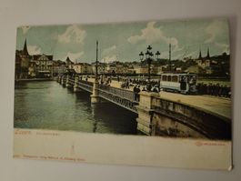 Ansichtskarte Luzern Seebrücke  1908 Tram R5F