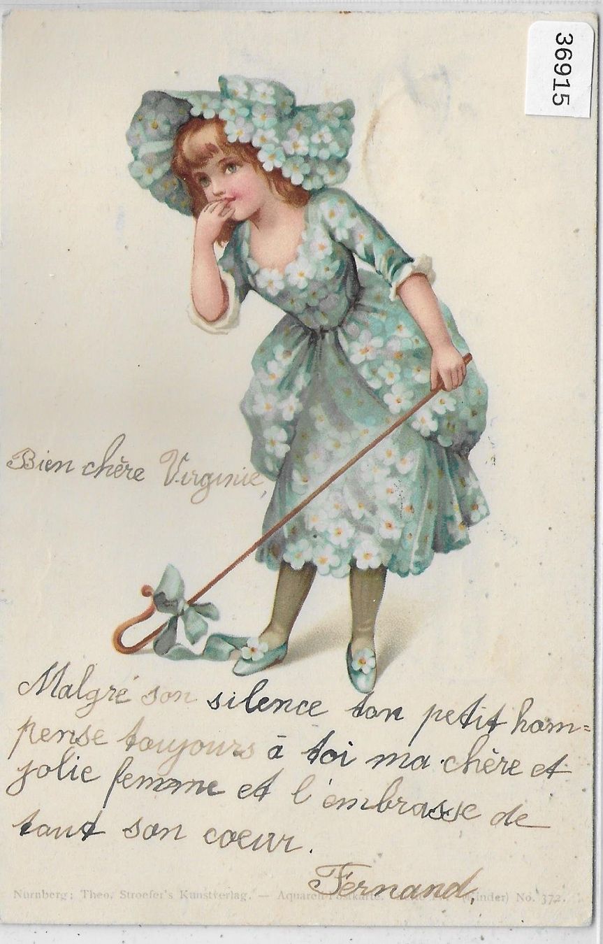 Ansichtskarten: Modisches Mädchen mit Stab - Litho 1899 – Gebraucht aus Ettingen von Kartenplanet