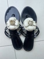 Chanel Flip Flops Camelia Black Size 38