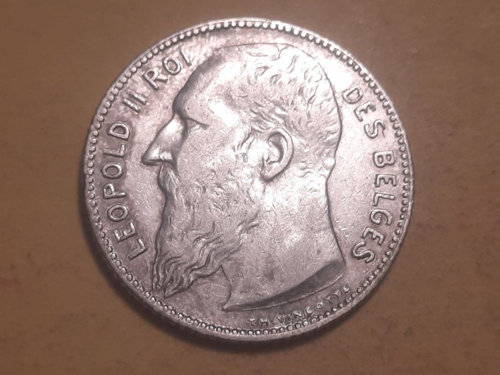 Tutti le monete: Belgien 1 Franc "Leopold II" 1909 Silber – Usato da Buchs SG venduto da numispatica 1