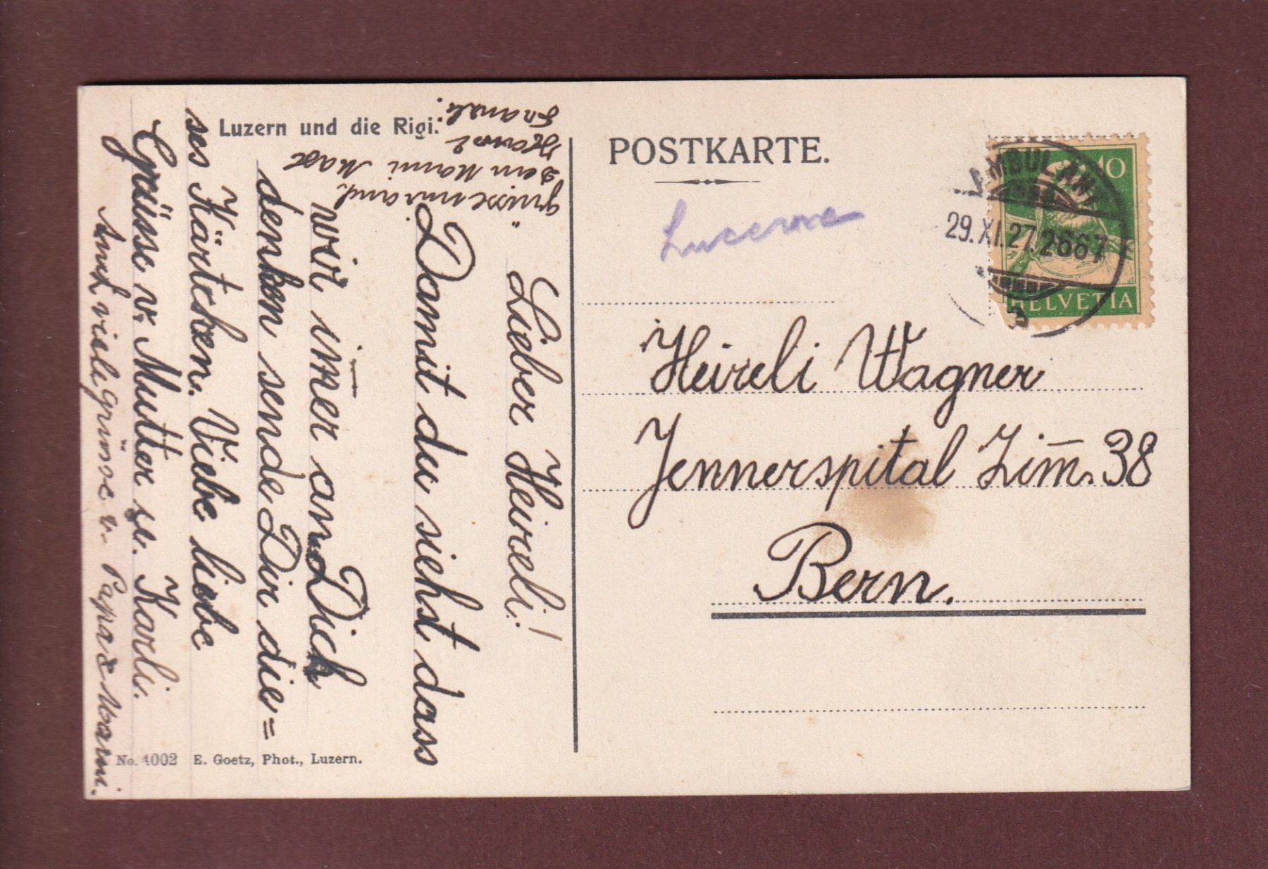 Ansichtskarten: LUZERN und Rigi - 1927 – Gebraucht aus Pully von nicecards 1
