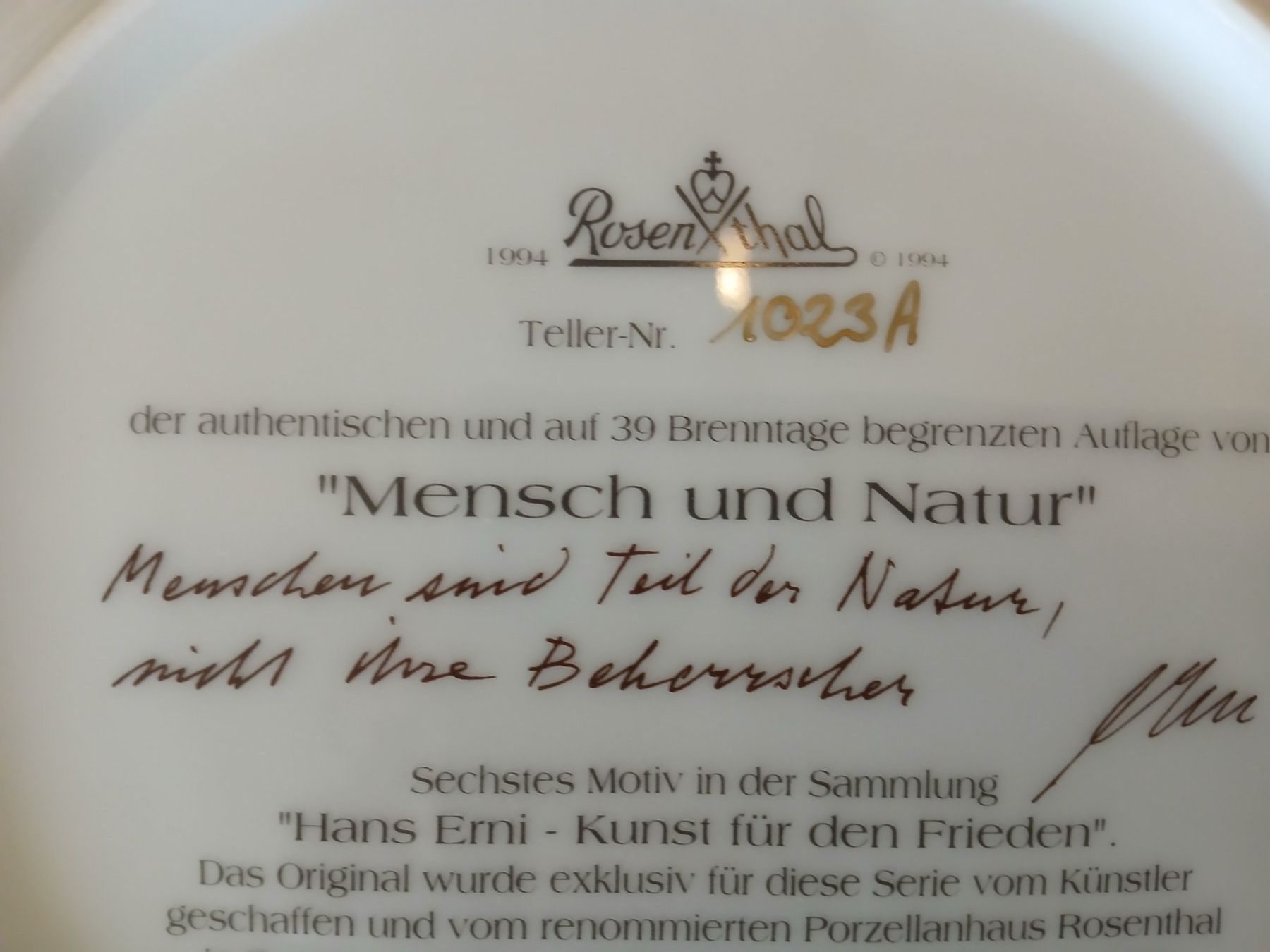 Rosenthal Piatti: Hans Erni -Künstlerteller – Usato da Hinwil venduto da Unglaubliche-Treffer 2