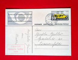 GANZSACHE AUTOMOBIL POST K. TURNFEST FRAUENFELD THURGAU 1953