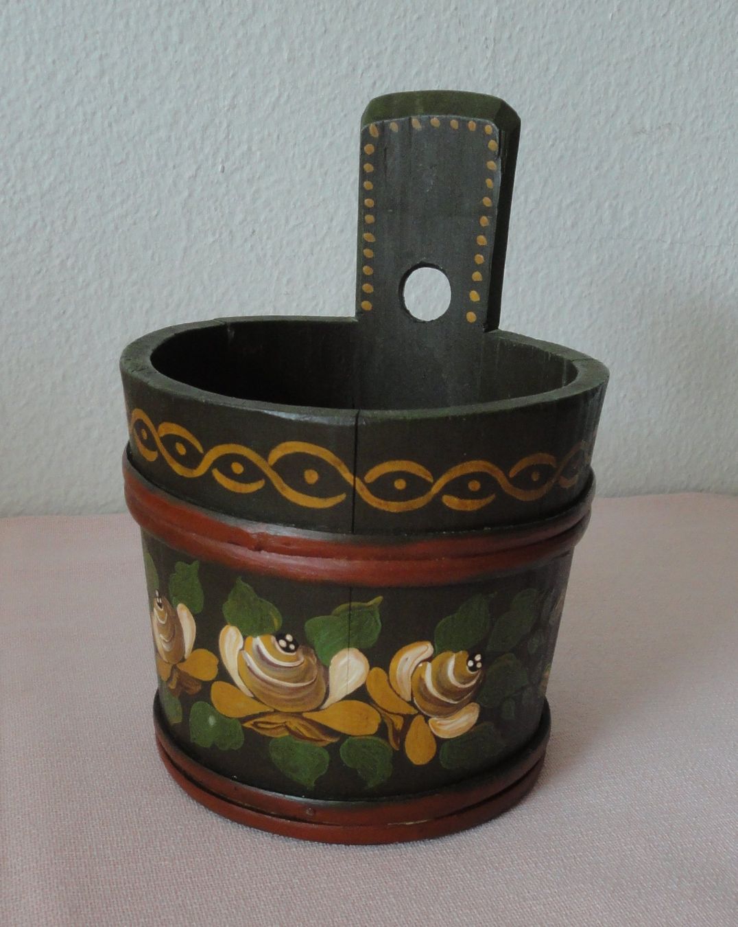 Vasi per fiori: Holz-Bottich handbemalt H = 13cm – Usato da zürich venduto da parts5060