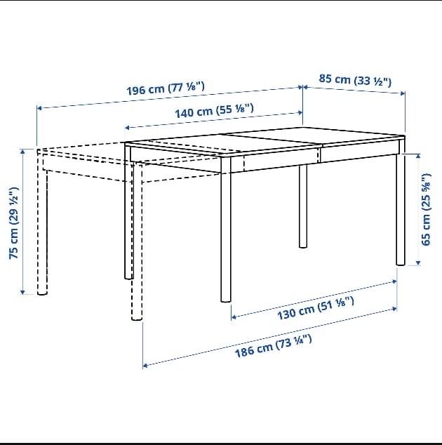 Set de table et chaises: TONSTAD Extendable Table 140/196x85 cm White – Neuf (Voir description) à Schwerzenbach par Thia