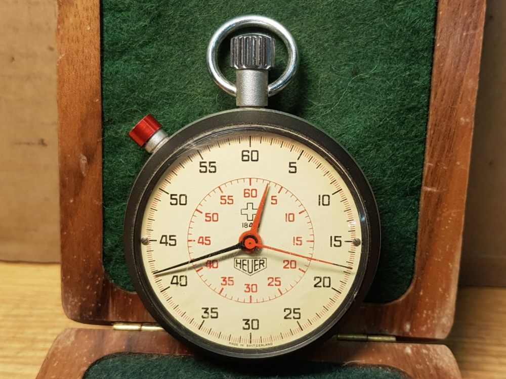 HEUER SCHLEPPZEIGER RATTRAPANTE DOPPELSTOPPER, OVP. SELTEN (Gebraucht ...
