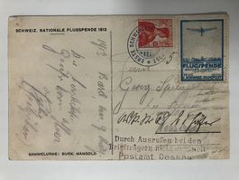 Flugpost Vorläufer 1913, Basel II auf Karte nach Deutschland