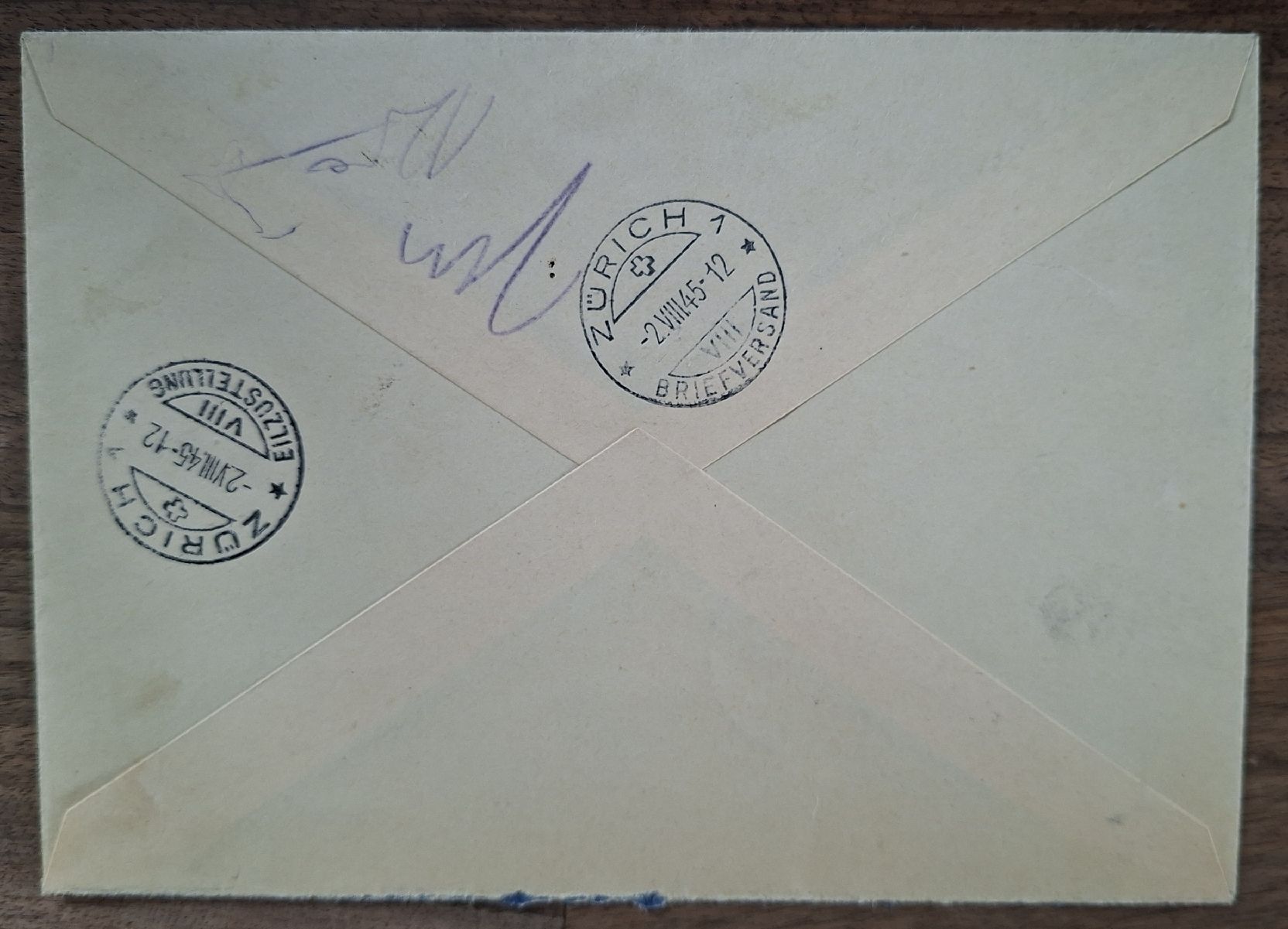Tutti i francobolli: Pro Patria 1945 Satzbrief Kat. 100.- – Usato da Balgach venduto da SIMEON27 1
