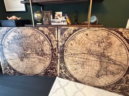 Weltkarte Bild 2teilig braun vintage Stil antikoptik