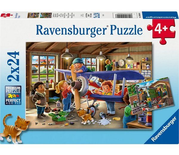 Ravensburger Puzzles: Ravensburger Puzzle 2x24 Teile Eisenbahn- und Flugzeugservic – Neu und originalverpackt aus Oensingen von Liquidations-Shop