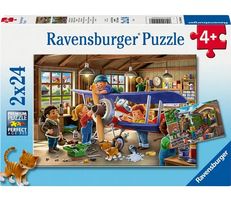 Ravensburger Puzzle 2x24 Teile Eisenbahn- und Flugzeugservic