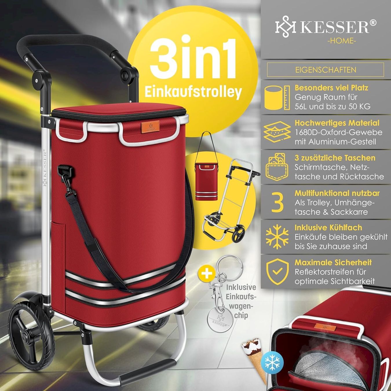 Autres articles pour la maison: KESSER Einkaufstrolley 56L Bordeaux – Neuf avec emballage d'origine à Bottighofen par zaap 1