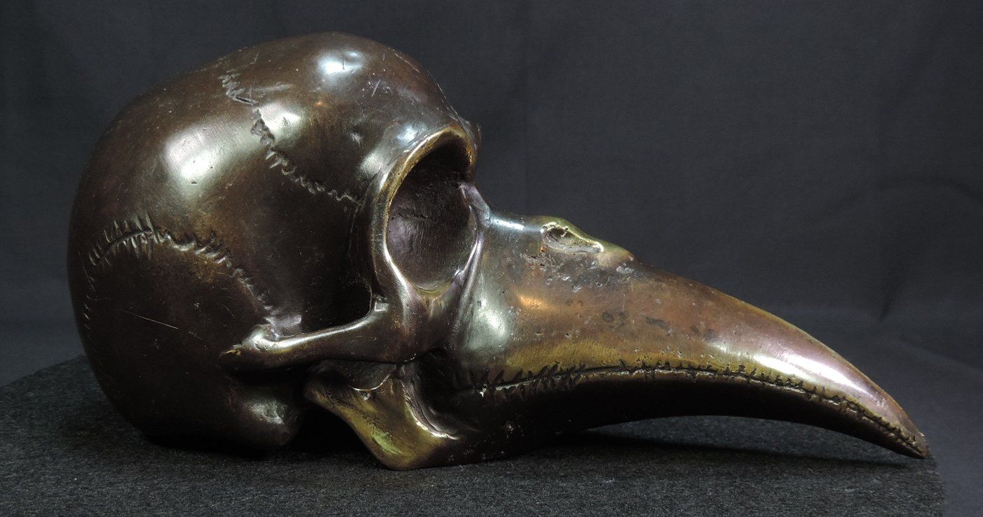 Statuette: Einzigartige Bronze, Pestdoktor Schädel Figur – Usato da Duggingen venduto da roterbambus 3