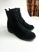 Elegante schwarze Leder-Boots Gr. 39, spanisches Wildleder