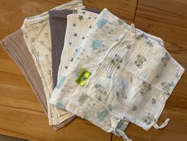 5er Set Musselintücher Nuschi Baby Jungen