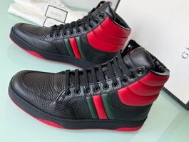 GUCCI Web Praga Karibu Padded Leder Hi Top Sneakers 41.5 NEU