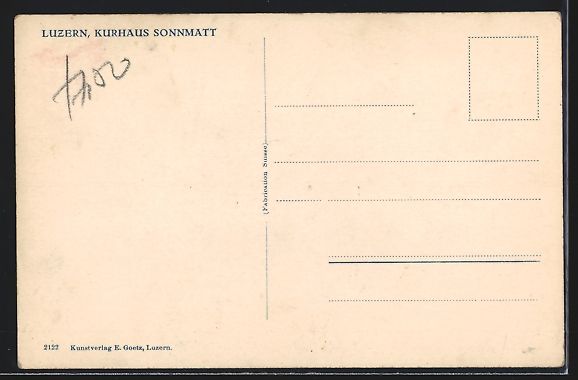 Cartoline postali: Luzern, Kurhaus Sonnmatt mit Bergblick – Usato da Berlin venduto da bartko-reher 1