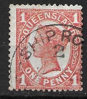 Queensland 1907: Königin Victoria ONE PENNY rot