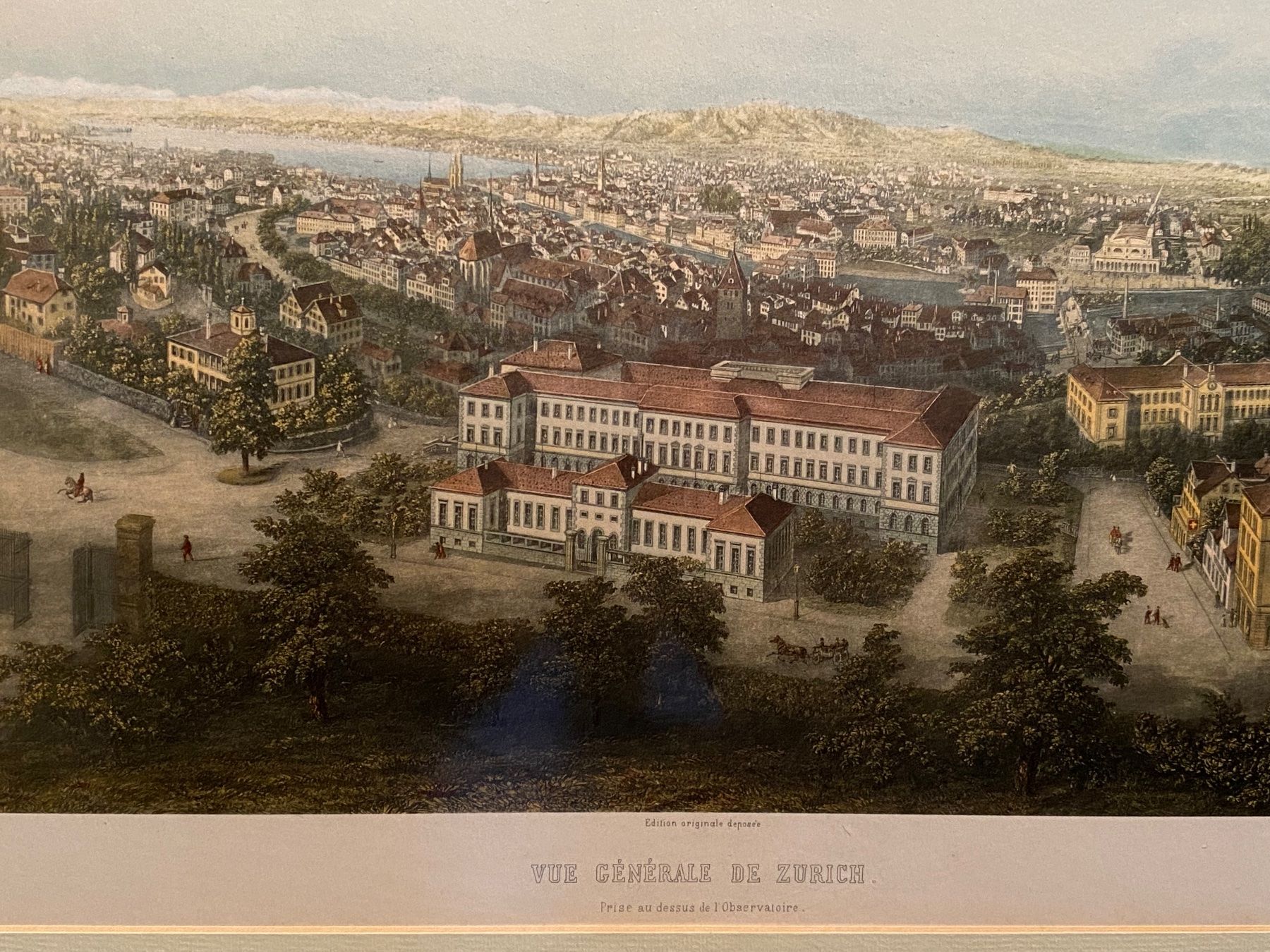 Grafica & Litografie: Farblithographie "Vue générale de Zurich" gerahmt – Usato da Greifensee venduto da Toggi11 2