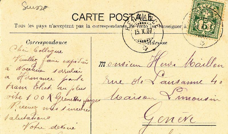 Cartoline postali: Hermance - et le Jura + 1907 – Usato da Emmenbrücke venduto da teestube 1