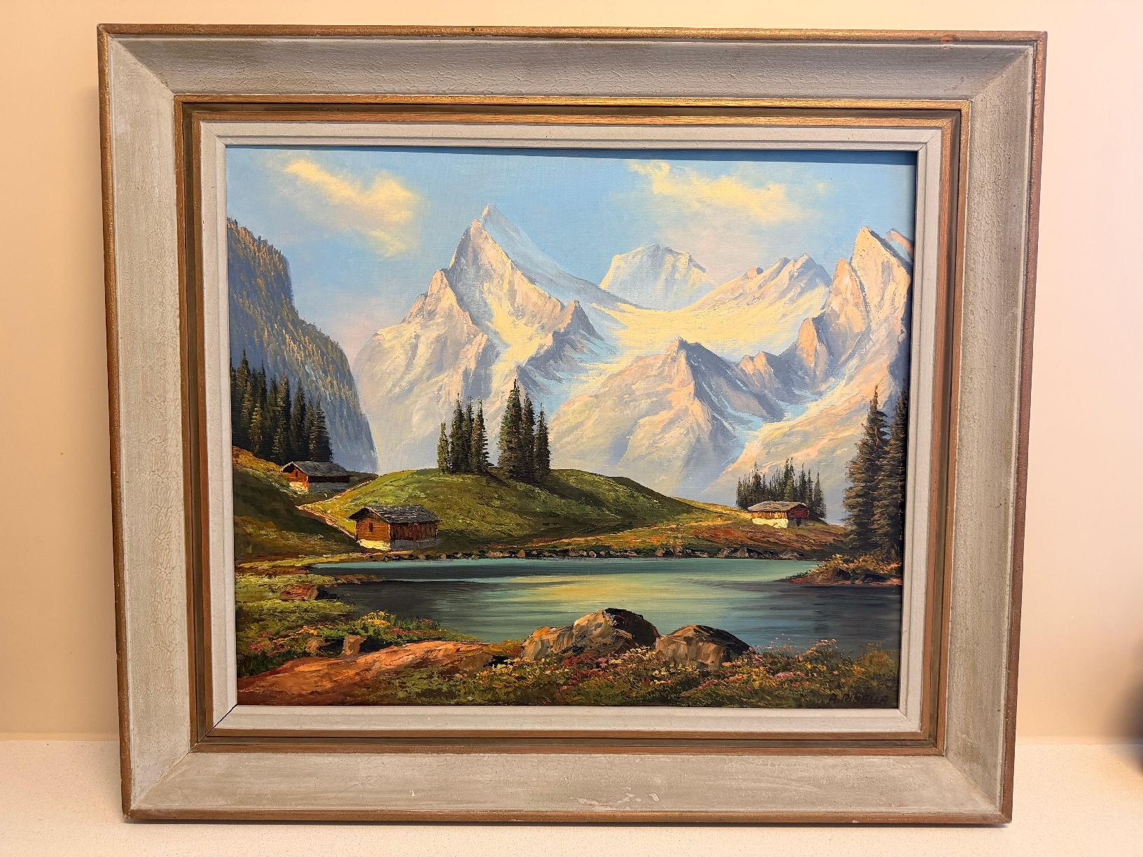 Gemälde: Ölgemälde "Grächenseeli im Wallis mit Weisshorn" A. Pinella – Gebraucht aus Staufen von niv_97dc