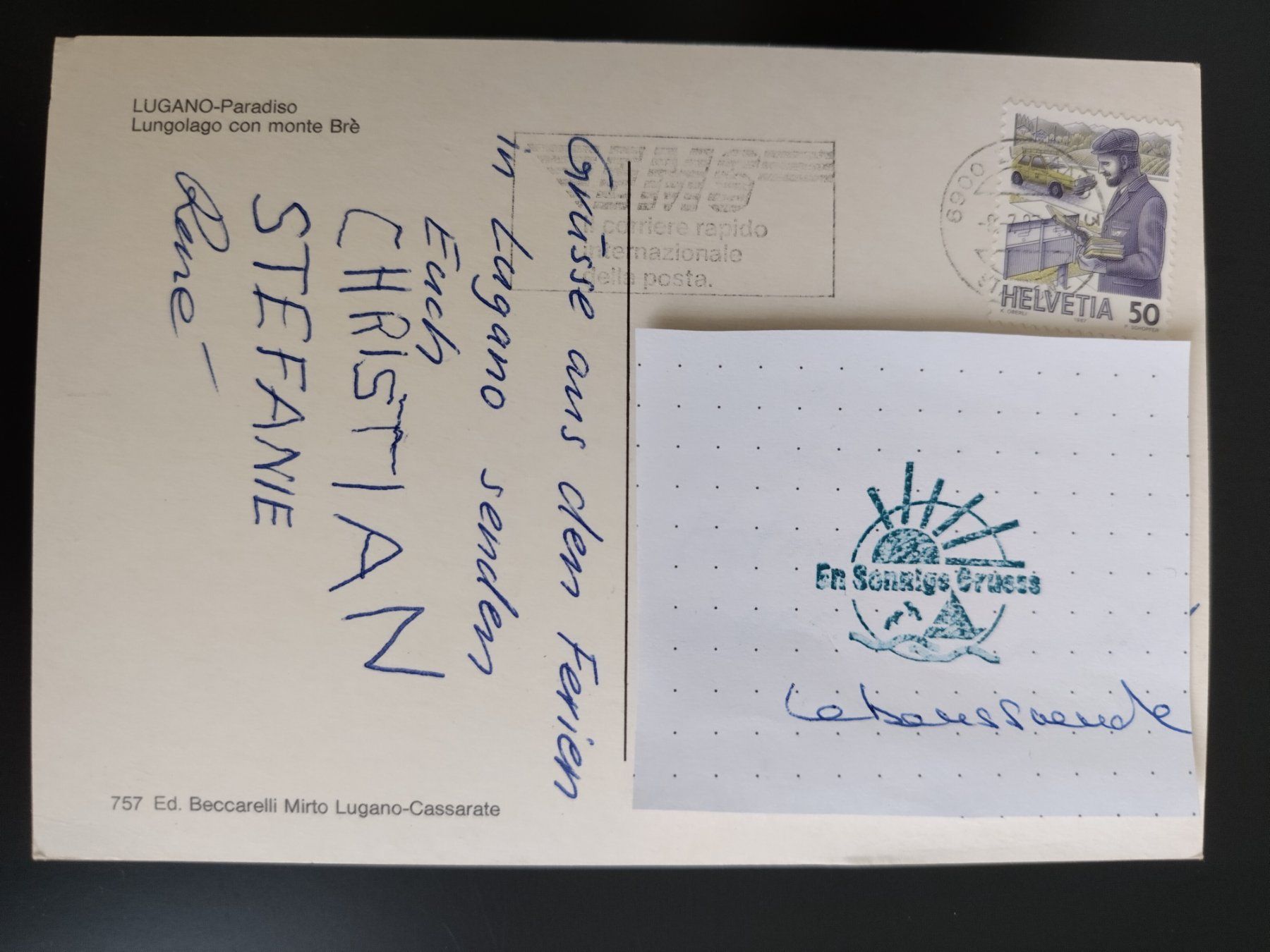 Cartoline postali: Ansichtskarte Lugano Paradiso mit Monte Bre gebraucht – Usato da Ohmstal venduto da Lebensfreude05 1