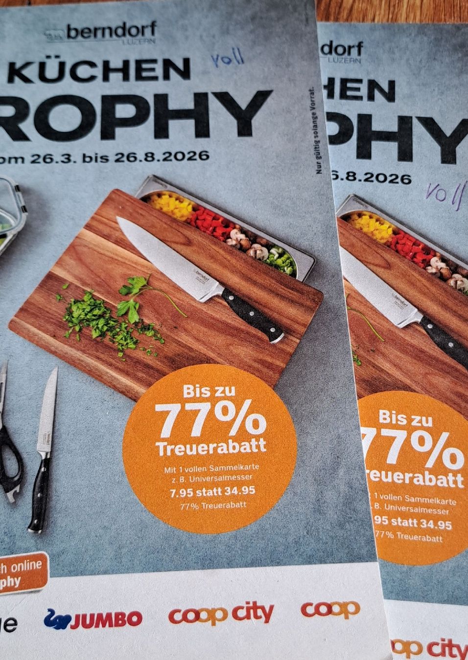 Coop Sammelmarken & -punkte: 8 volle  Karten Berndorf Küchen Trophy Coop – Neu (gemäss Beschreibung) aus Schötz von Alesig71