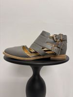 L37 Halbschuhe grau mit rosé Schnallen 36 Leder Cut-Out