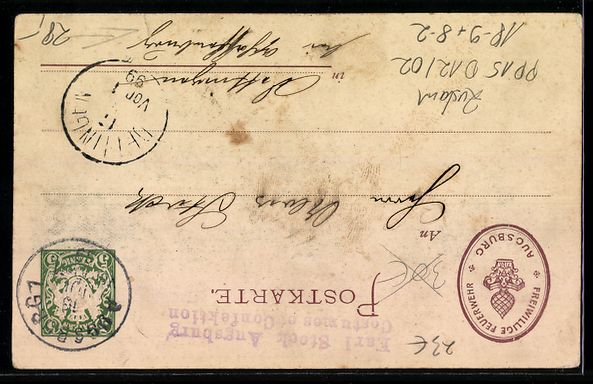 Cancelleria postale: Augsburg, 50 jähriges Jubiläum d. frei – Usato da Berlin venduto da bartko-reher 1