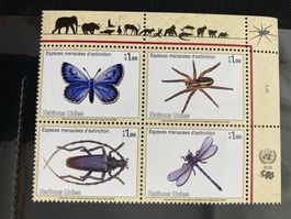 UNO Genf 2009 Satz 4er-Block Gefährdete Arten Insekten postf