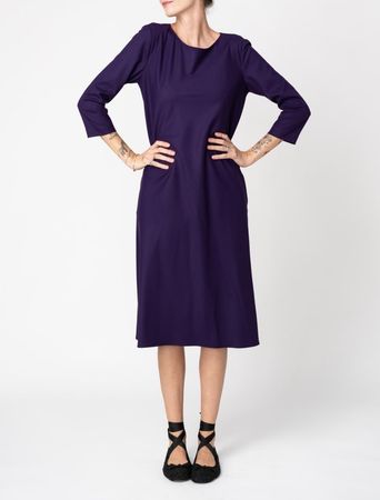 Elegantes Midikleid in Navy-Lila in Grösse S