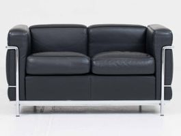 Cassina LC2 2-Sitzer Sofa von Le Corbusier - Leder Schwarz