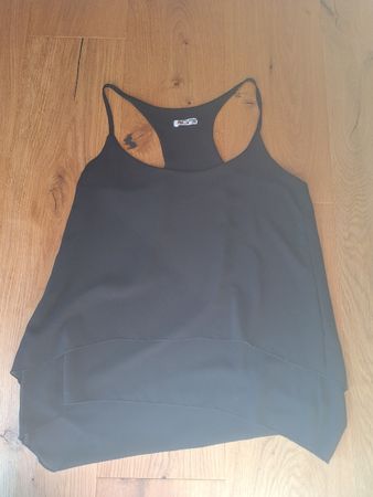 Damen Tanktop schwarz fliessender Stoff