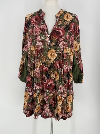 Bluse Tunika mit Blumenmuster Gr. 48/50