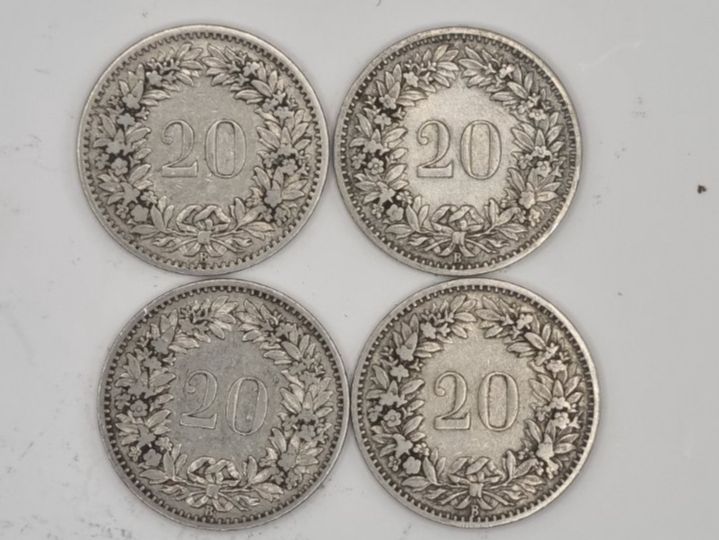 Tutti le monete: 20 rappen 1891 Lot 4 Stück – Usato da Bure venduto da chap981 1