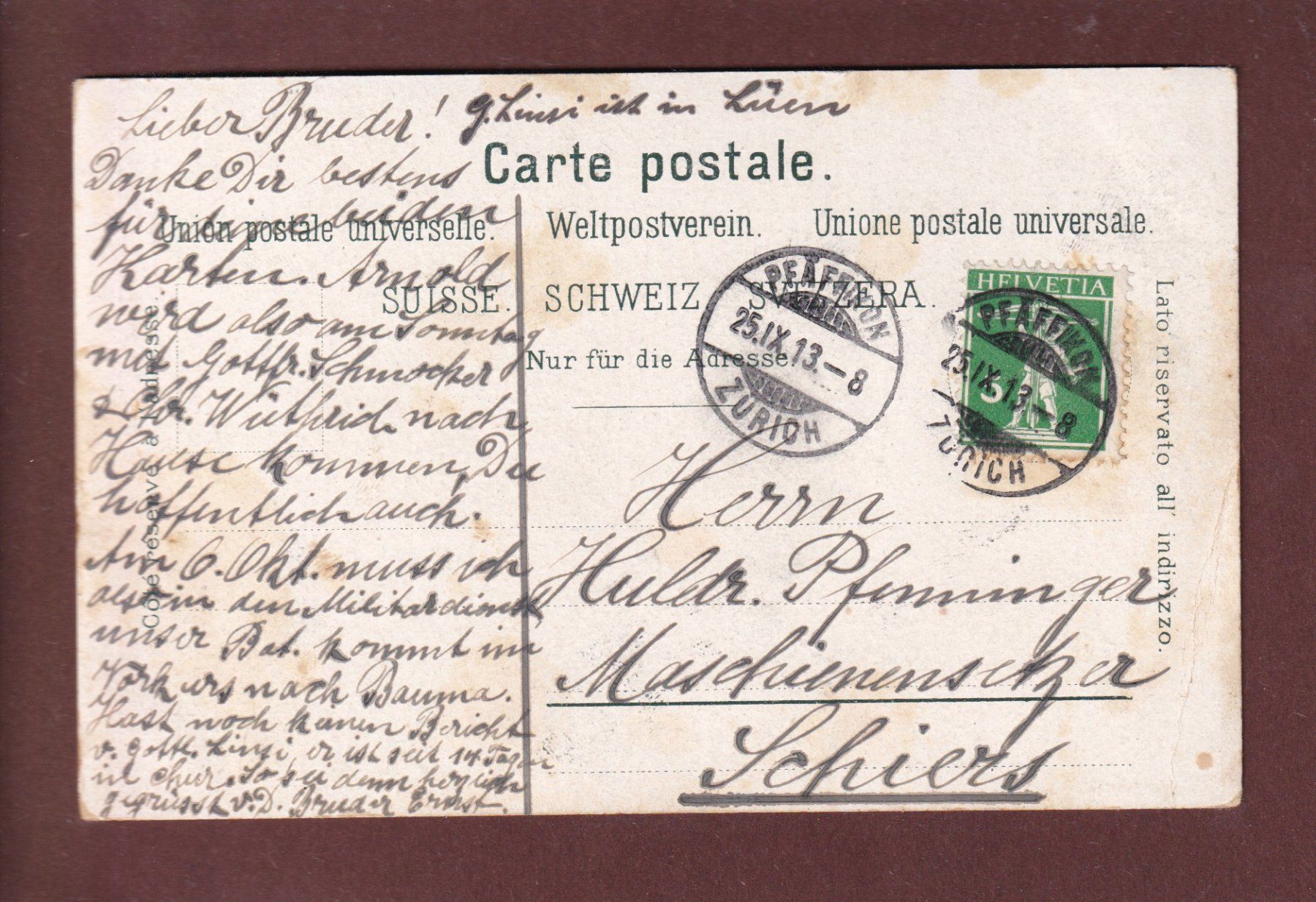 Cartoline postali: RAPPERSWIL - 1913 // Falte // – Usato da Pully venduto da nicecards 1