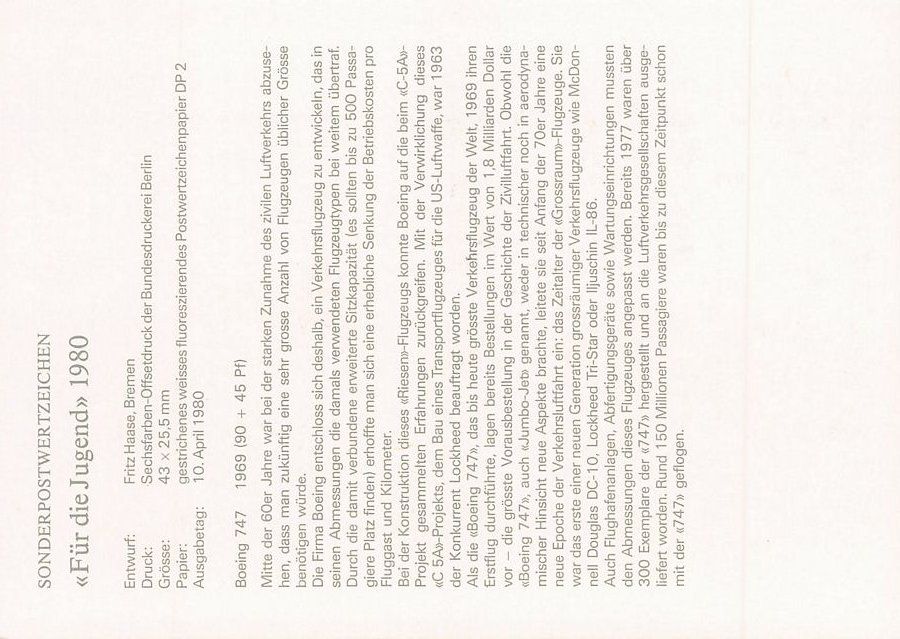 Cartoline postali: Maximumkarte Deutsche Post Boeing 747 1969 – Usato da Frauenfeld venduto da POML 1