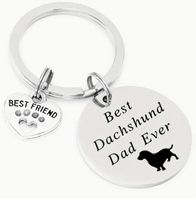SCHLÜSSELANHÄNGER "BEST DACHSHUND DAD EVER" EDELSTAHL, NEU