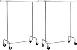 Kleiderständer, 2er Set, Kleiderstangen mit Rollen