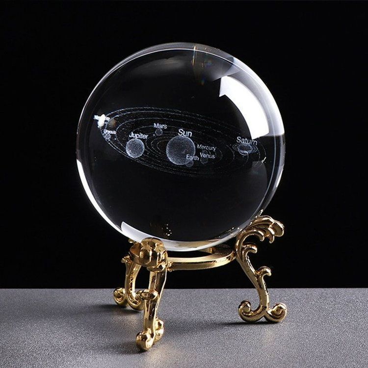 3D Sonnensystem Kristallkugel – Gravierte Planeten-Kugel, 60 Mm Durchmesser, Dekoratives Wohnaccessoire