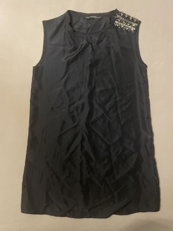 AllSaints Seidenkleid Gr. 34 mit Steinbesatz schwarz