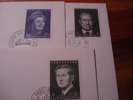 Liechtenstein, 3 FDC hohe Werte, um 1974, Porträts