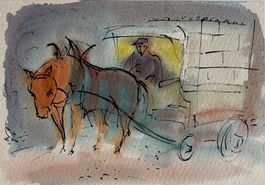 Hans Wullschleger (1913-1987), Aquarell, Tinte, Expressiv