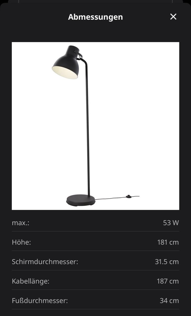 Ikea Lampen: Stehlampe IKEA Hektar dunkelgrau / anthrazit – Gebraucht aus Maur von Cambrino 2