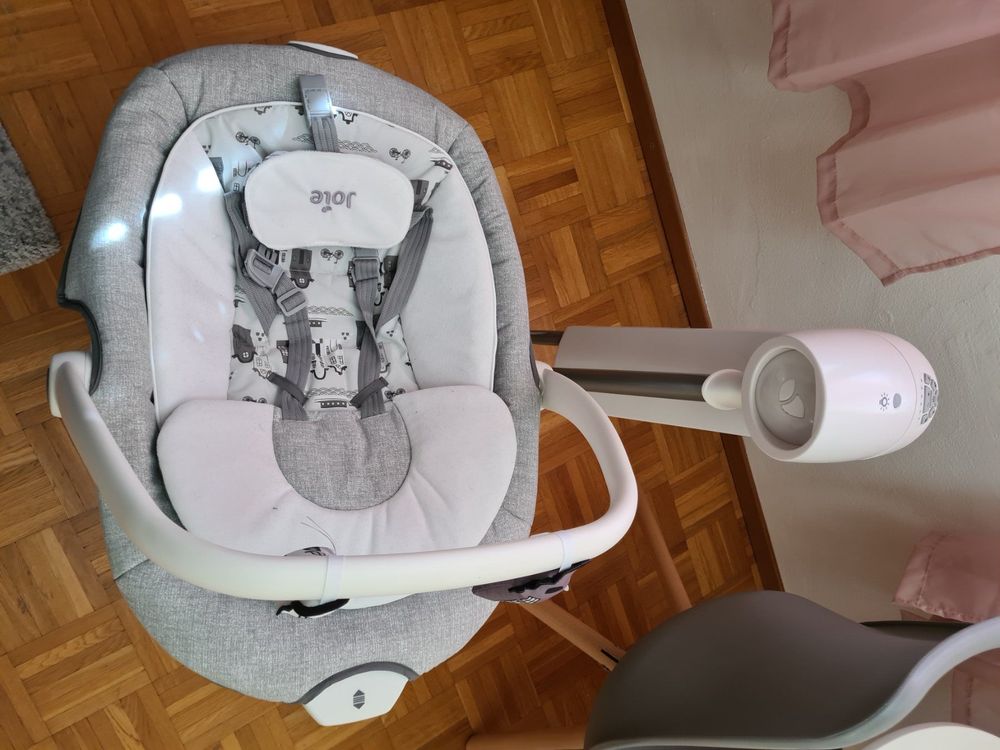 Bluetooth Elektrische Babyschaukel, Upgrade 5-Punkte Geschirr Elektrische Babywippe Mit 5 Geschwindigkeiten 3 Timer Und 10 Musik, Mobiler APP/Fernbedienung/IMD Panel-Steuerung Babywippen (Hellgrau