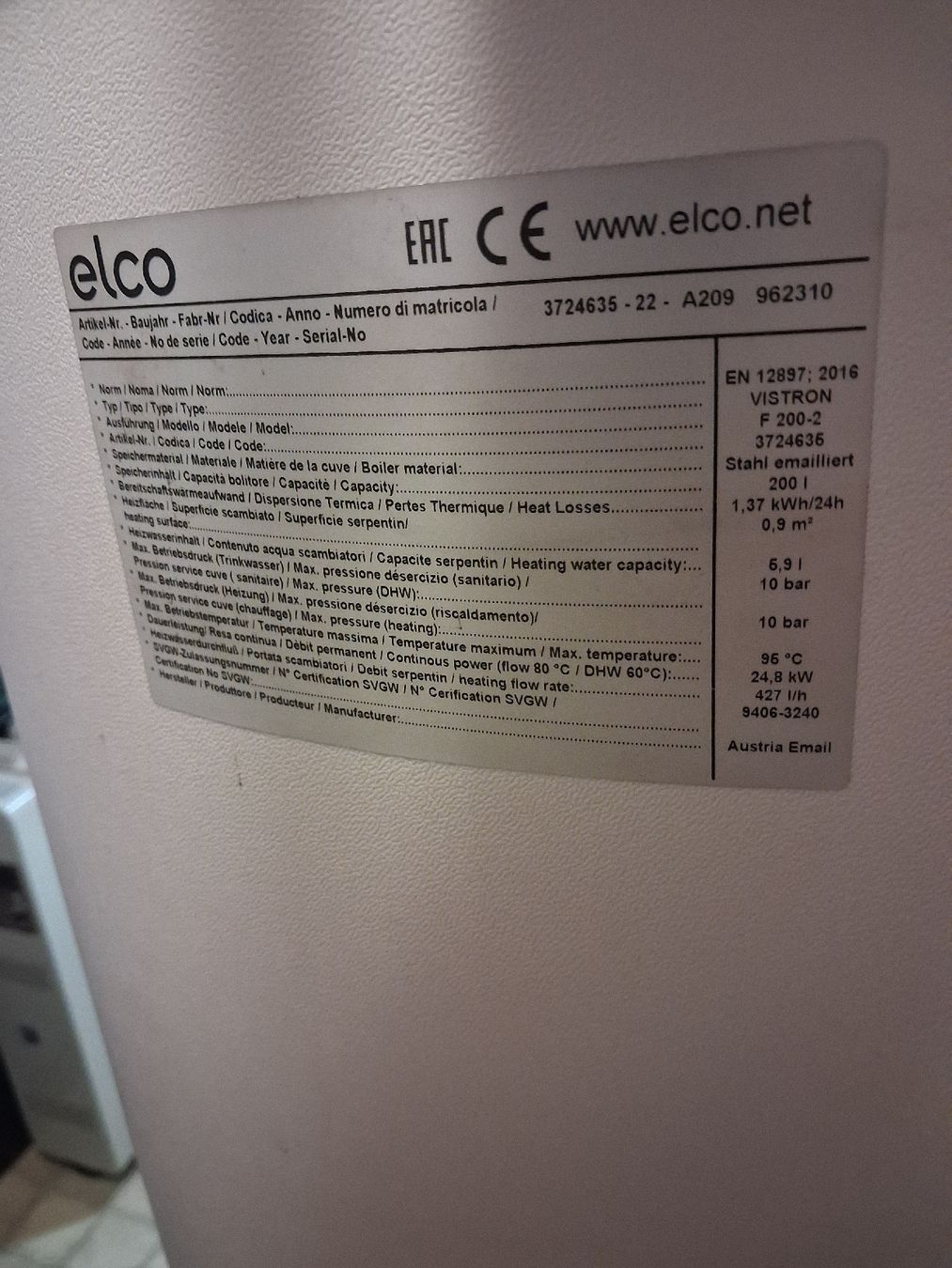 Sanitär: chauffe eau elco 200L – Gebraucht aus Bouveret von med_ps5f 1