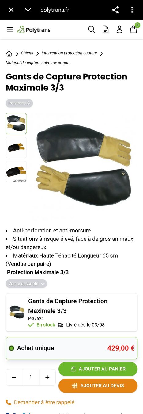 Guanti & manicotti: Gants de protection/mordant – Nuovo e nell'imballaggio originale da Vallamand venduto da kis_j2nm