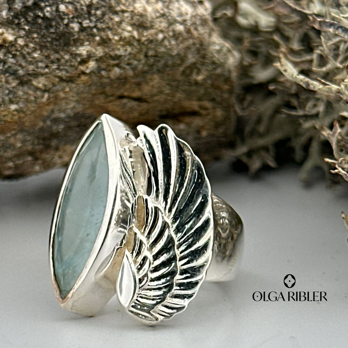 Olga Ribler Anelli: Unikate Silber Ring 925 Grösse 52 mit Aquamarin – Nuovo (secondo la descrizione) da Luzern venduto da Schmuckoutlet 2
