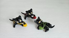Drei süsse Vintage Kätzchen Figuren Metall Katzen Setzkasten